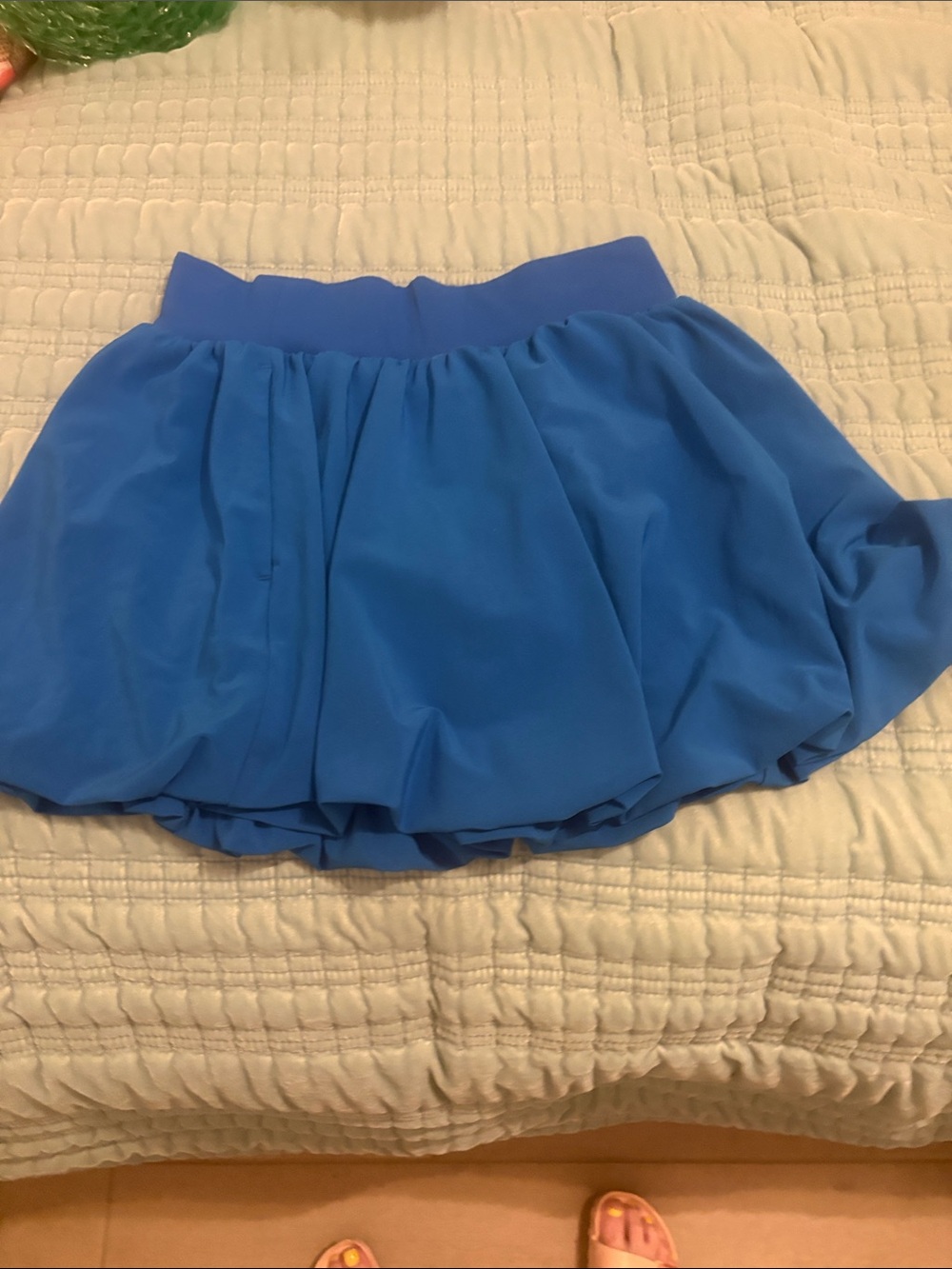 Blue Bubble Hem Women's Skirt with shorts